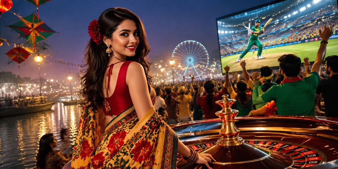 রংপুরে পহেলা বৈশাখের উৎসবে একজন তরুণী 80d - এর নতুন ক্রিকেট থিমড গেম উপভোগ করছেন